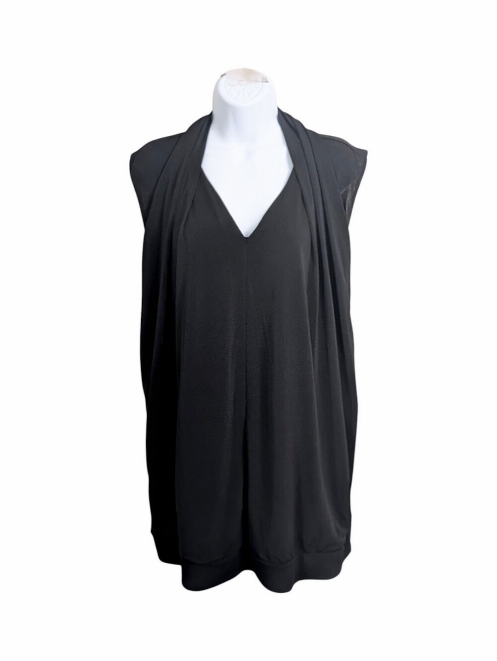 NWT Lane Bryant Black Sleeveless Draped Blouse Size 26/28 V-Neck Elevated Basic
